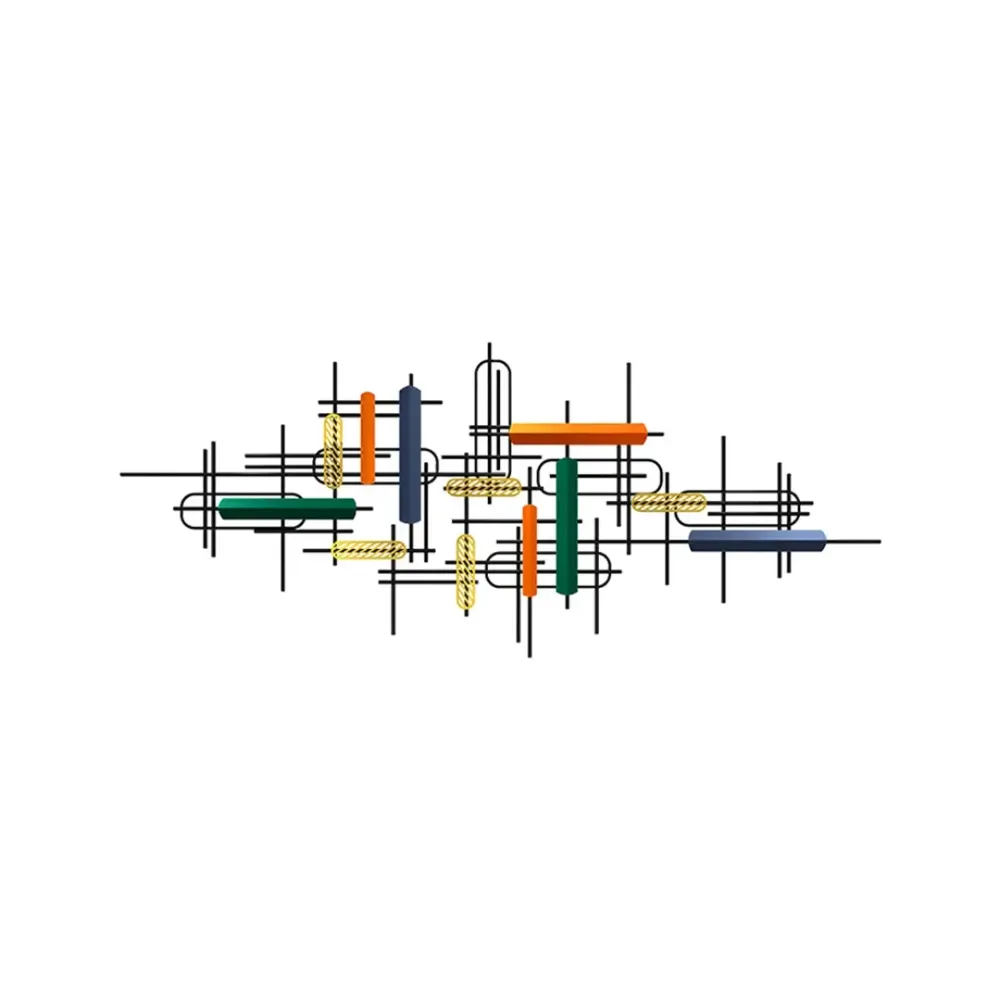 Multicoloured Abstract Metal Wall Art for Living Room