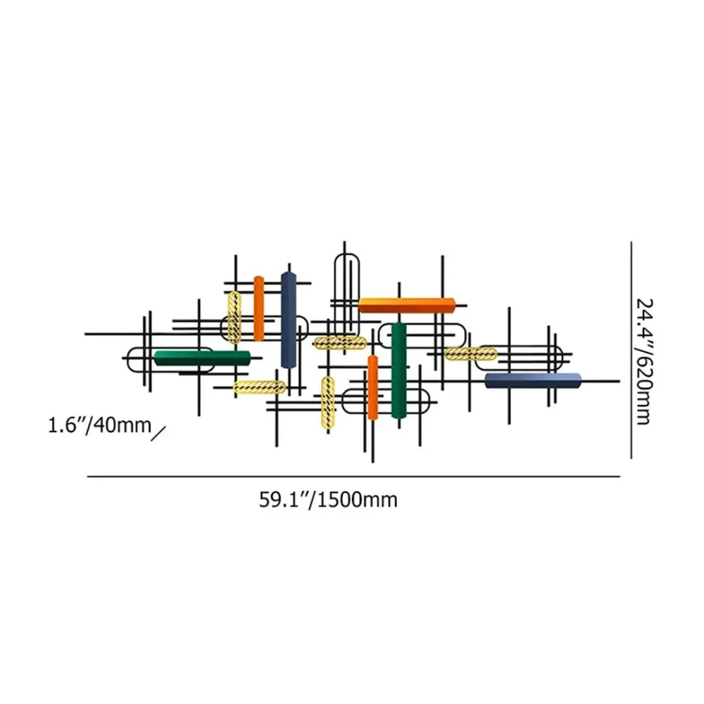 Multicoloured Abstract Metal Wall Art for Living Room