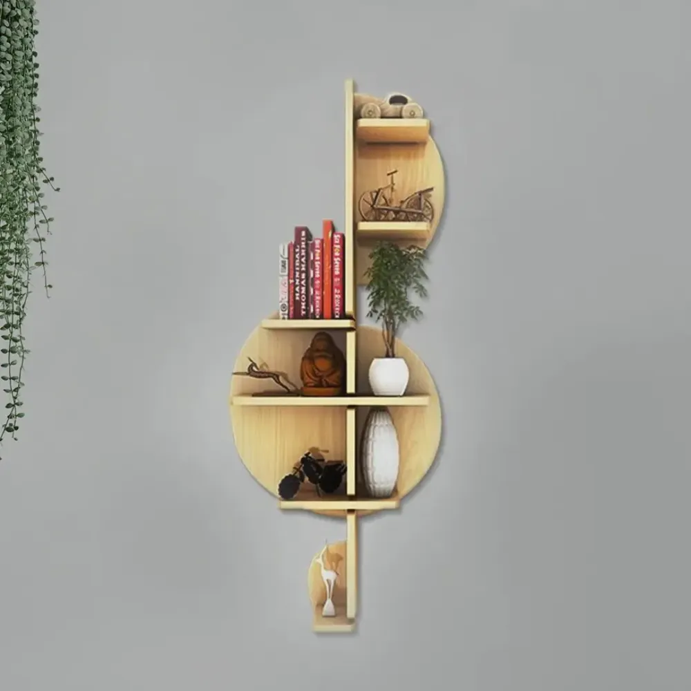 Music Note Backlit Wood Wall Shelf / Book Shelf / Night Light, Light Oak Finish Regular ( 13 inches x 32 inches )