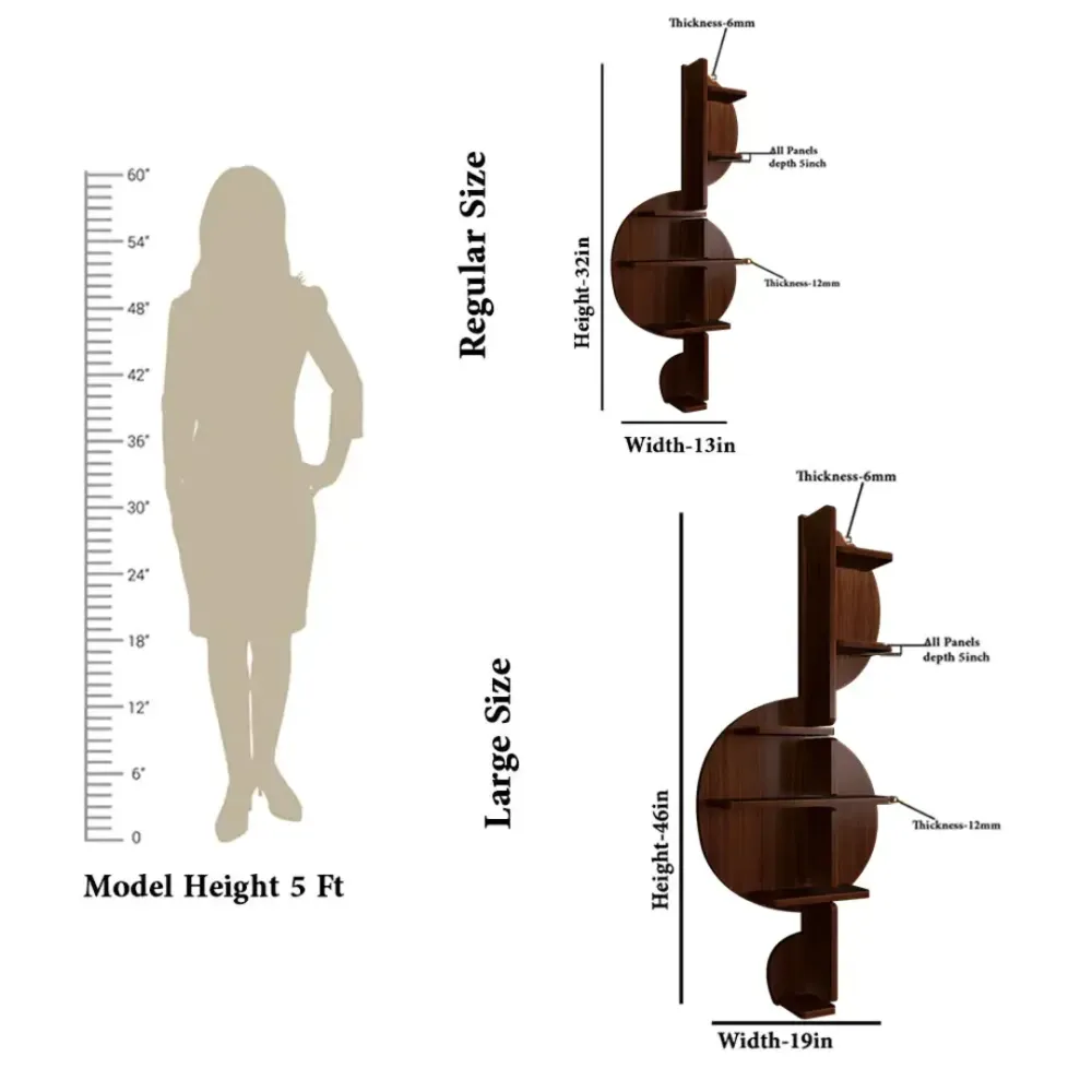 Music Note Backlit Wood Wall Shelf / Book Shelf / Night Light, Walnut Finish Regular ( 13 inches x 32 inches )