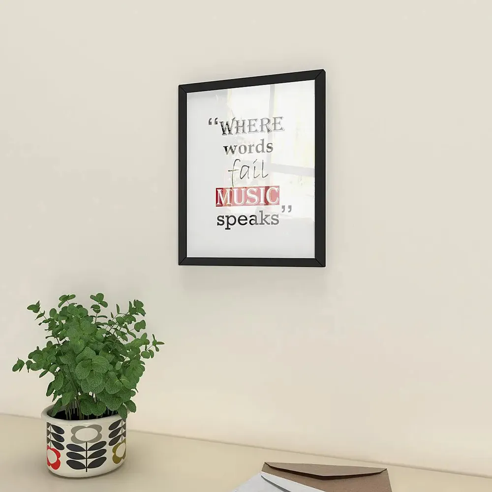 'Music' Quote Framed /Break Resistant Clear Acrylic Glass/Black Colour /23cm (W) x 28cm (H)