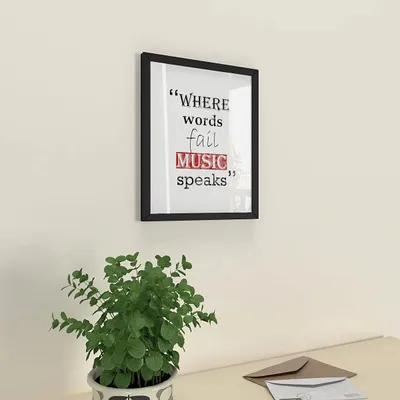 'Music' Quote Framed /Break Resistant Clear Acrylic Glass/Black Colour /23cm (W) x 28cm (H)