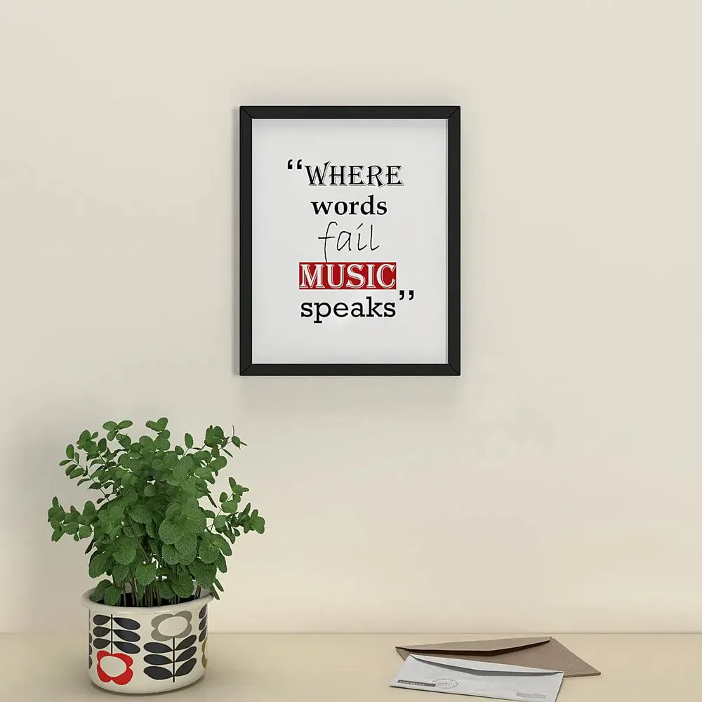 'Music' Quote Framed /Break Resistant Clear Acrylic Glass/Black Colour /23cm (W) x 28cm (H)