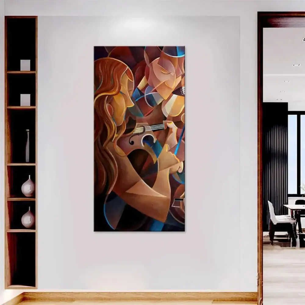 Musician Playing Instrument Modern Art Canvas Printed Wall Painting With Frame