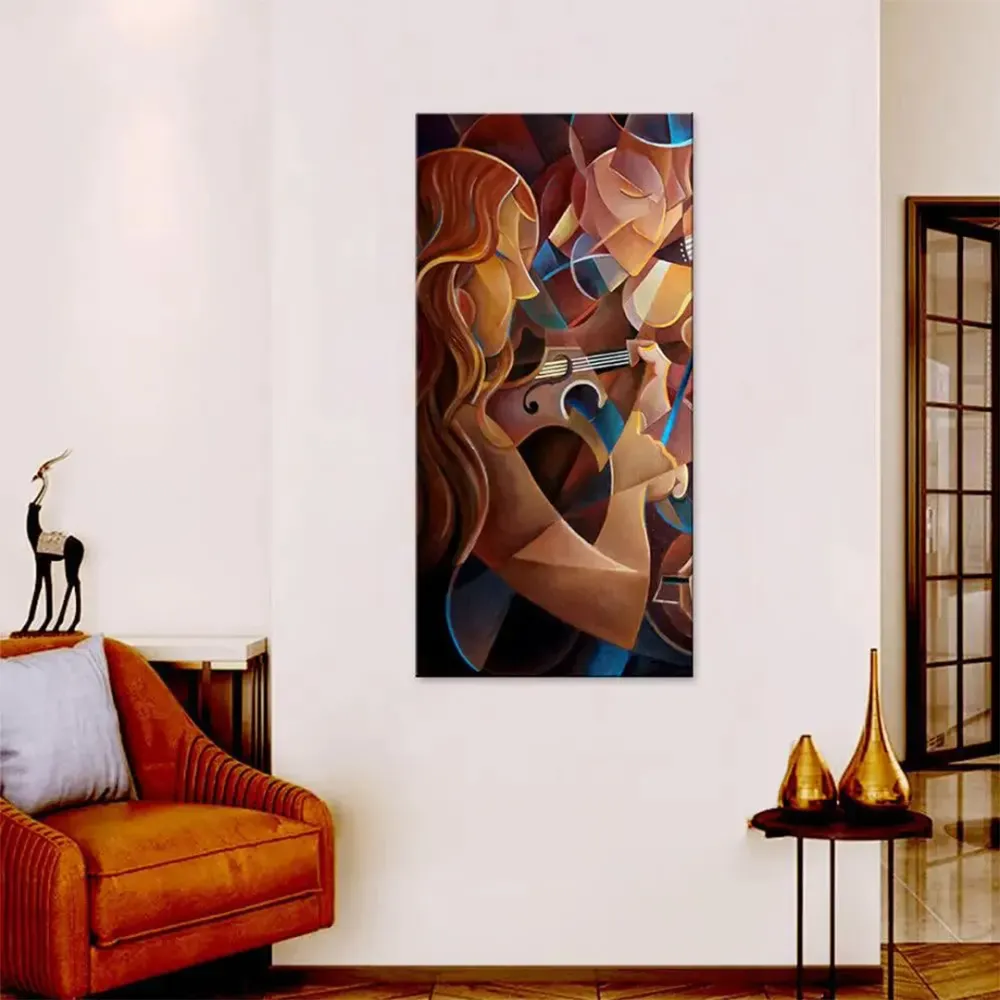 Musician Playing Instrument Modern Art Canvas Printed Wall Painting With Frame