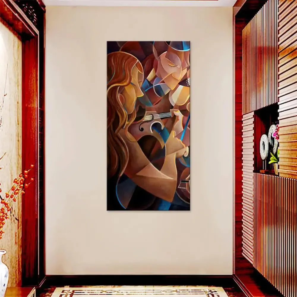 Musician Playing Instrument Modern Art Canvas Printed Wall Painting With Frame