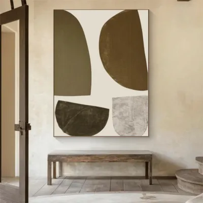 WallMantra Muted Horizon Forms Handmade Painting