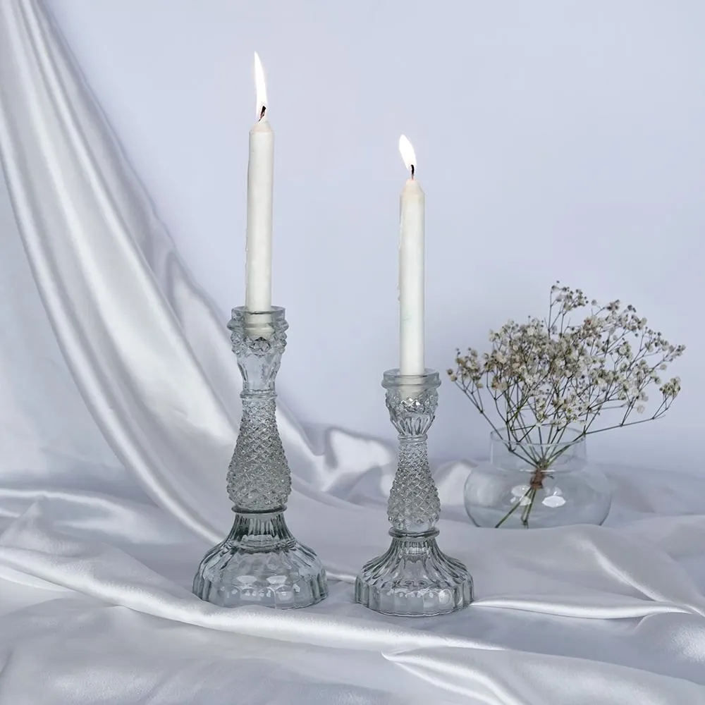 Mystique Clear Taper Candle Holder- Set of 2
