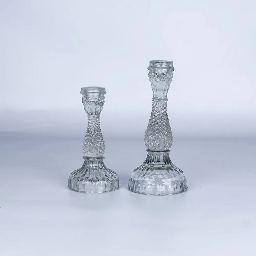 Mystique Clear Taper Candle Holder- Set of 2