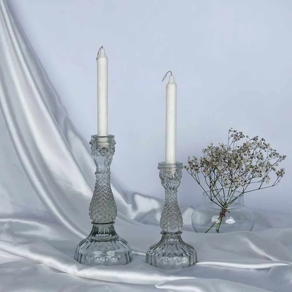 Mystique Clear Taper Candle Holder- Set of 2