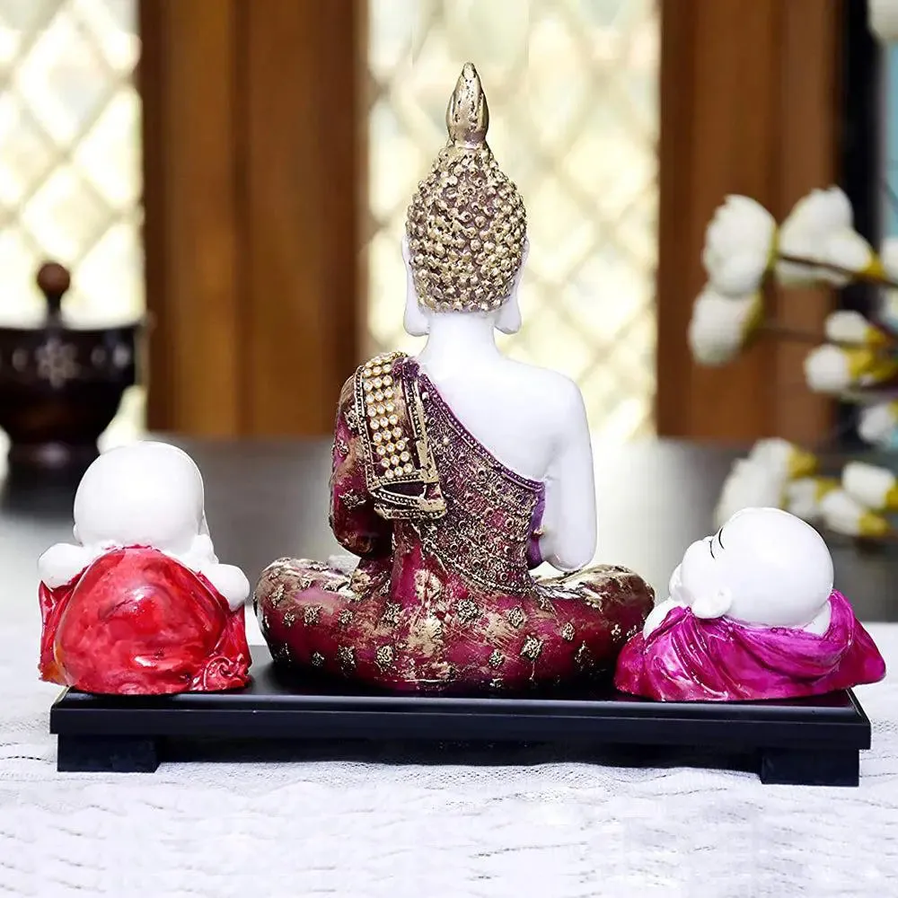 Namaste Posture Buddha Idol With Monks