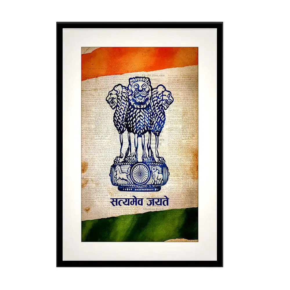 National Emblem-Printed Framed Wall Art for Lawyer's Office