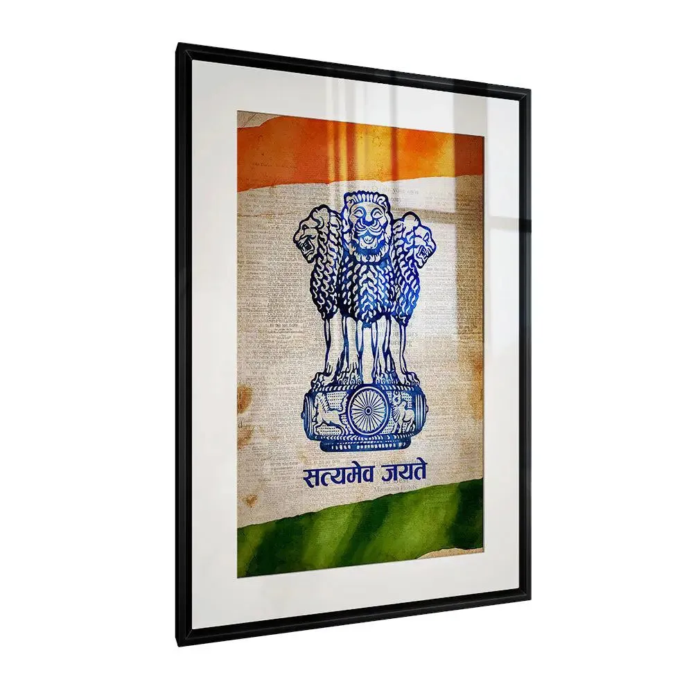 National Emblem-Printed Framed Wall Art for Lawyer's Office