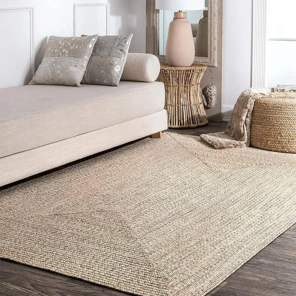Natural Beige Traditional Handwoven Area Rug (8 x 10) ft