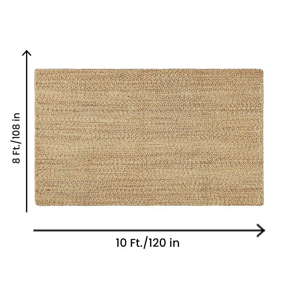 Natural Beige Traditional Handwoven Area Rug (8 x 10) ft