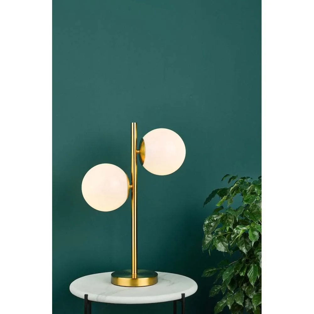 Natural Brass & Opal Glass Table Lamp Single Piece