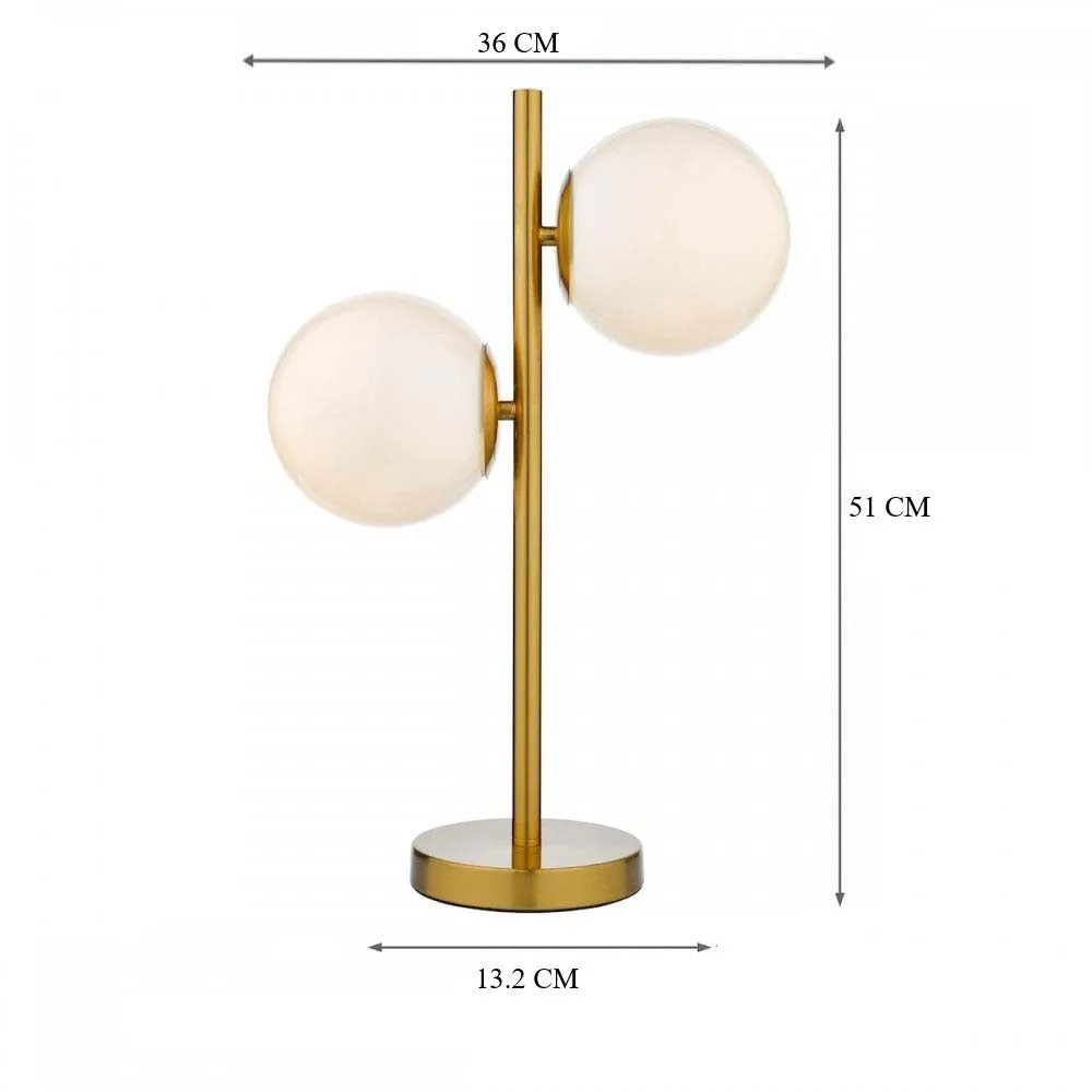 Natural Brass & Opal Glass Table Lamp Single Piece