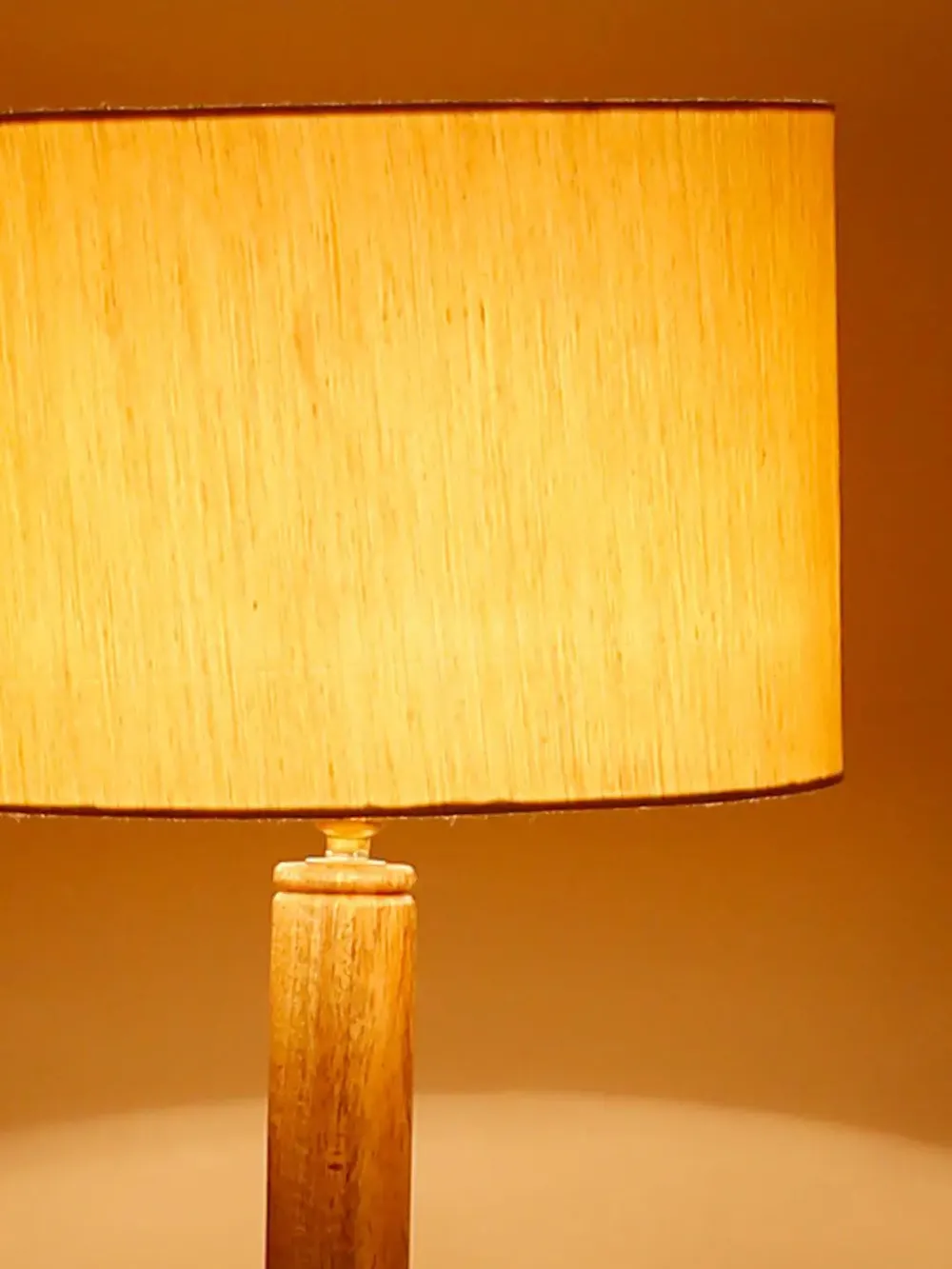 Natural Wood Dual Table Floor Lamp With Cotton Shade Red