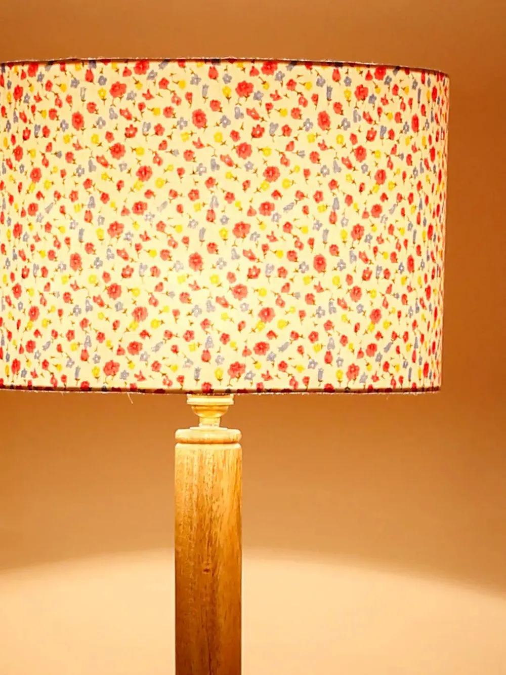 Natural Wood Dual Table Floor Lamp With Designer Shade