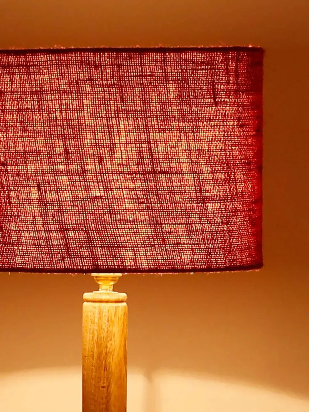 Natural Wood Dual Table Floor Lamp With Jute Shade Pink