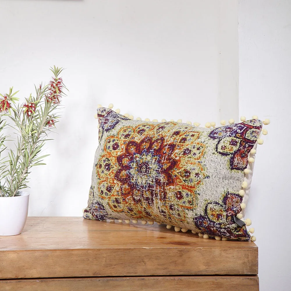 Nature Inspired Yellow and Black Textured 100% Cotton Cushion Cover Set Of 1