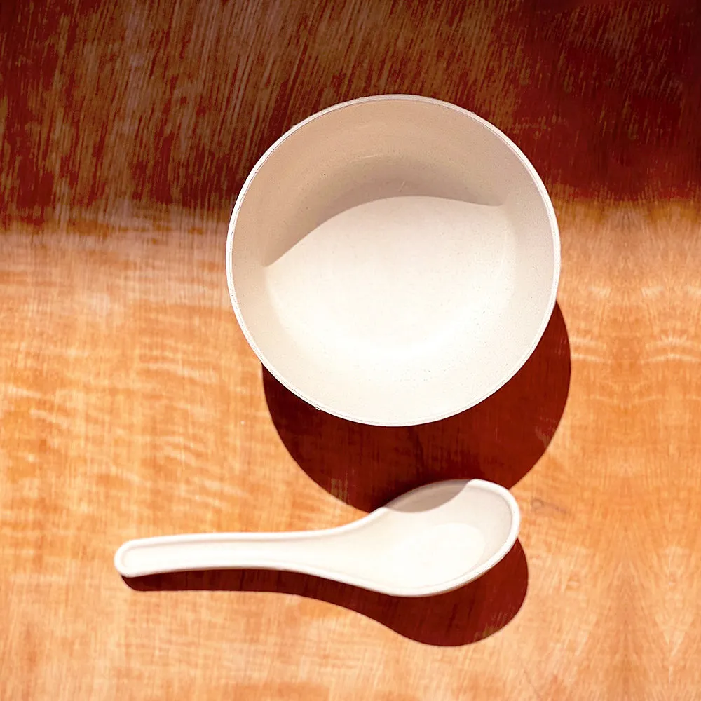 Nature's Bounty Organic Bamboo Bowls With Spoon Set Of 4 Husky Beige