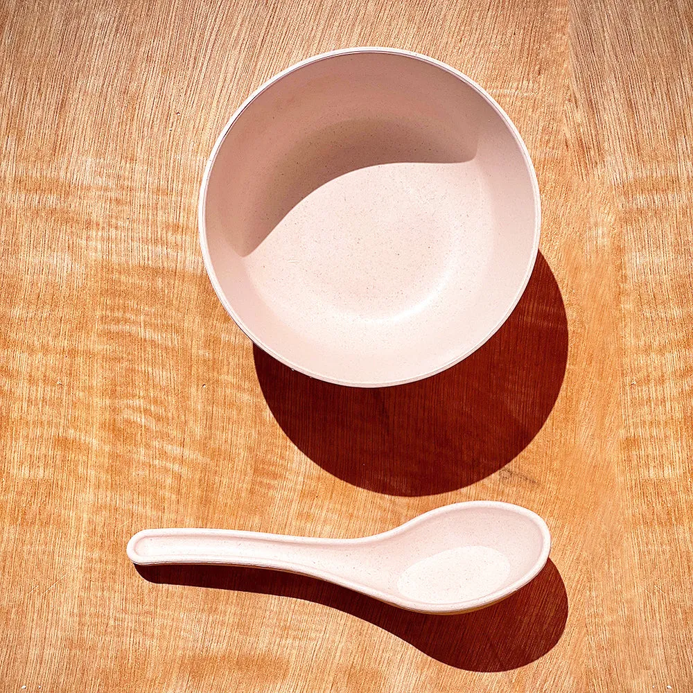 Nature's Bounty Organic Bamboo Bowls With Spoon Set Of 4 Husky Beige