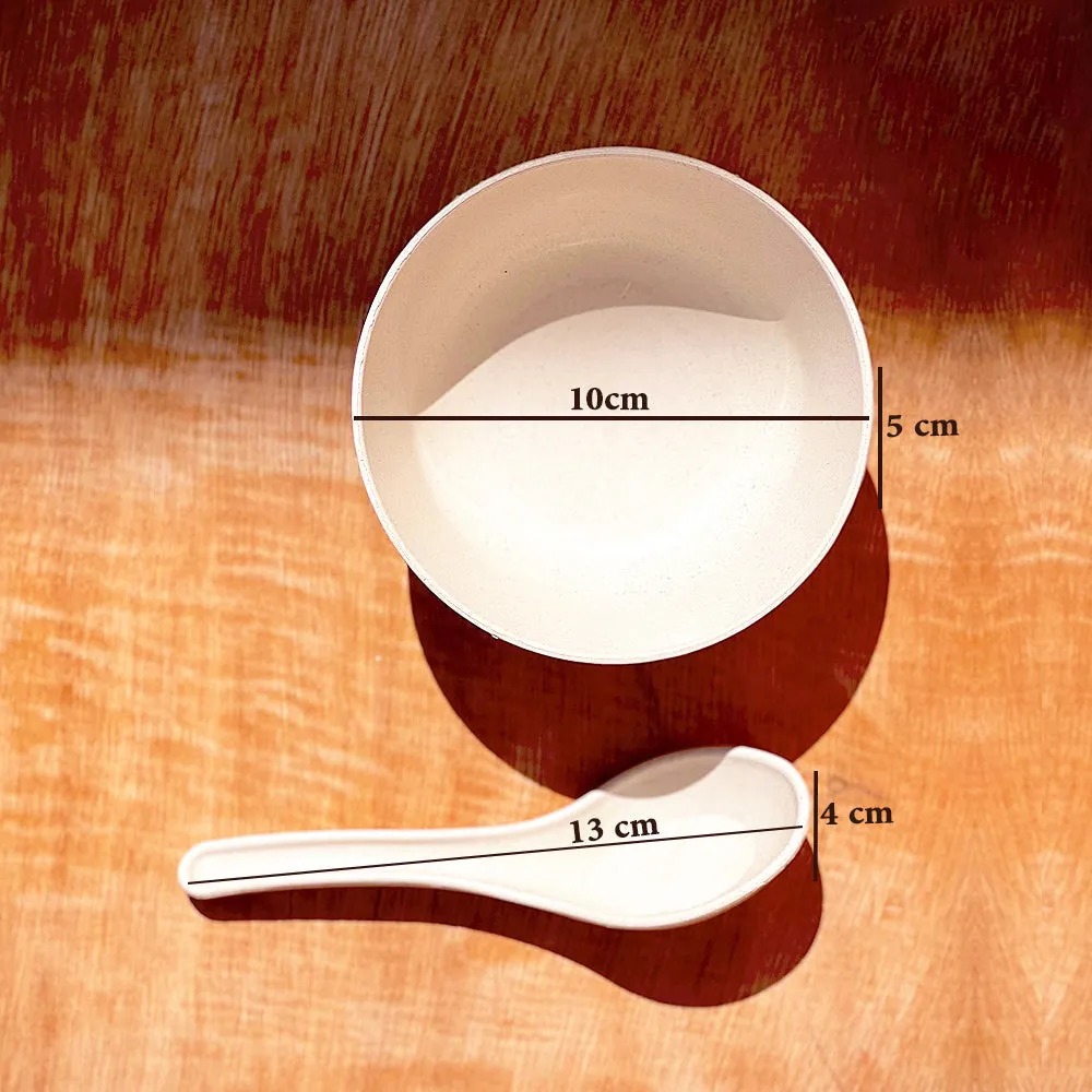 Nature's Bounty Organic Bamboo Bowls With Spoon Set Of 4 Husky Beige