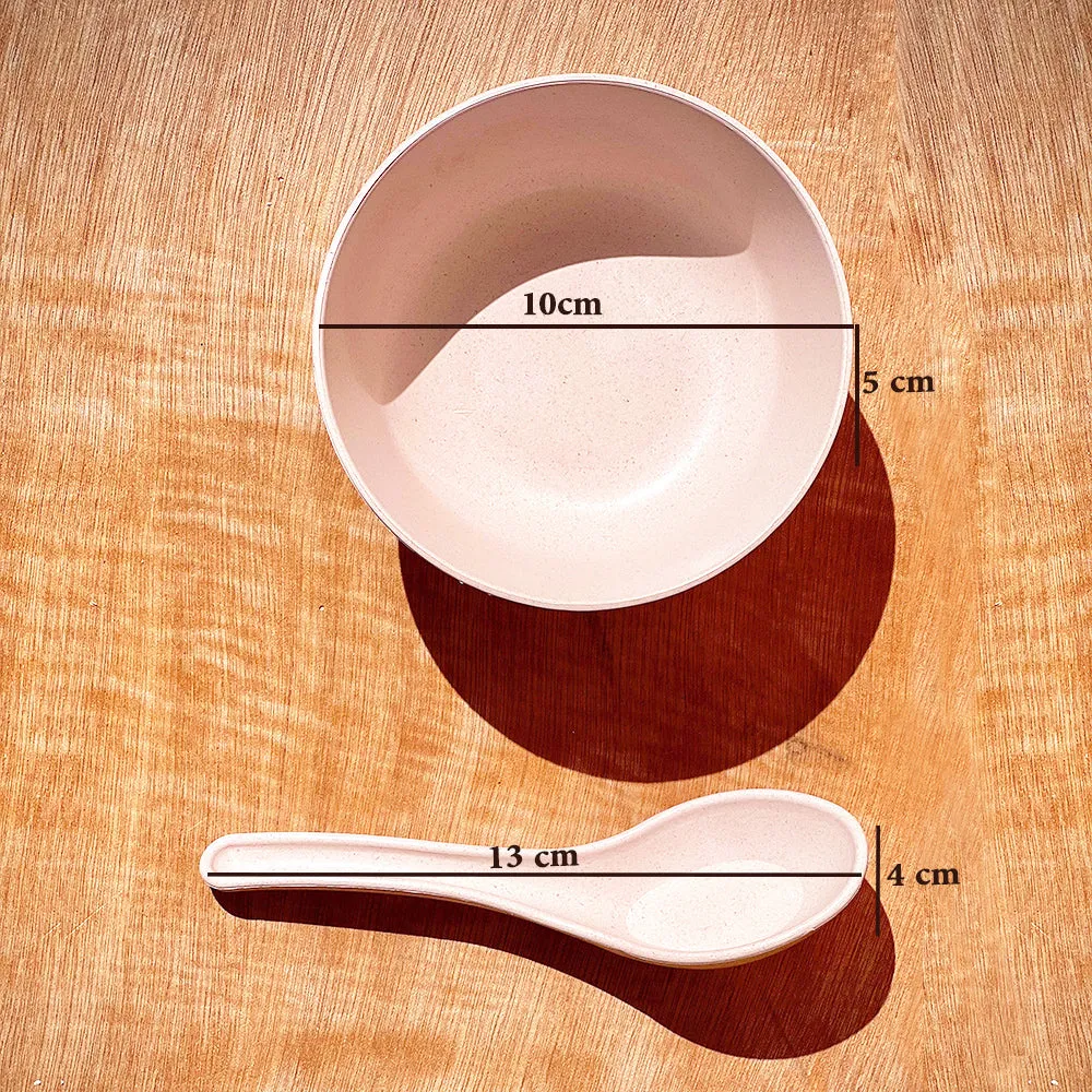 Nature's Bounty Organic Bamboo Bowls With Spoon Set Of 4 Husky Beige