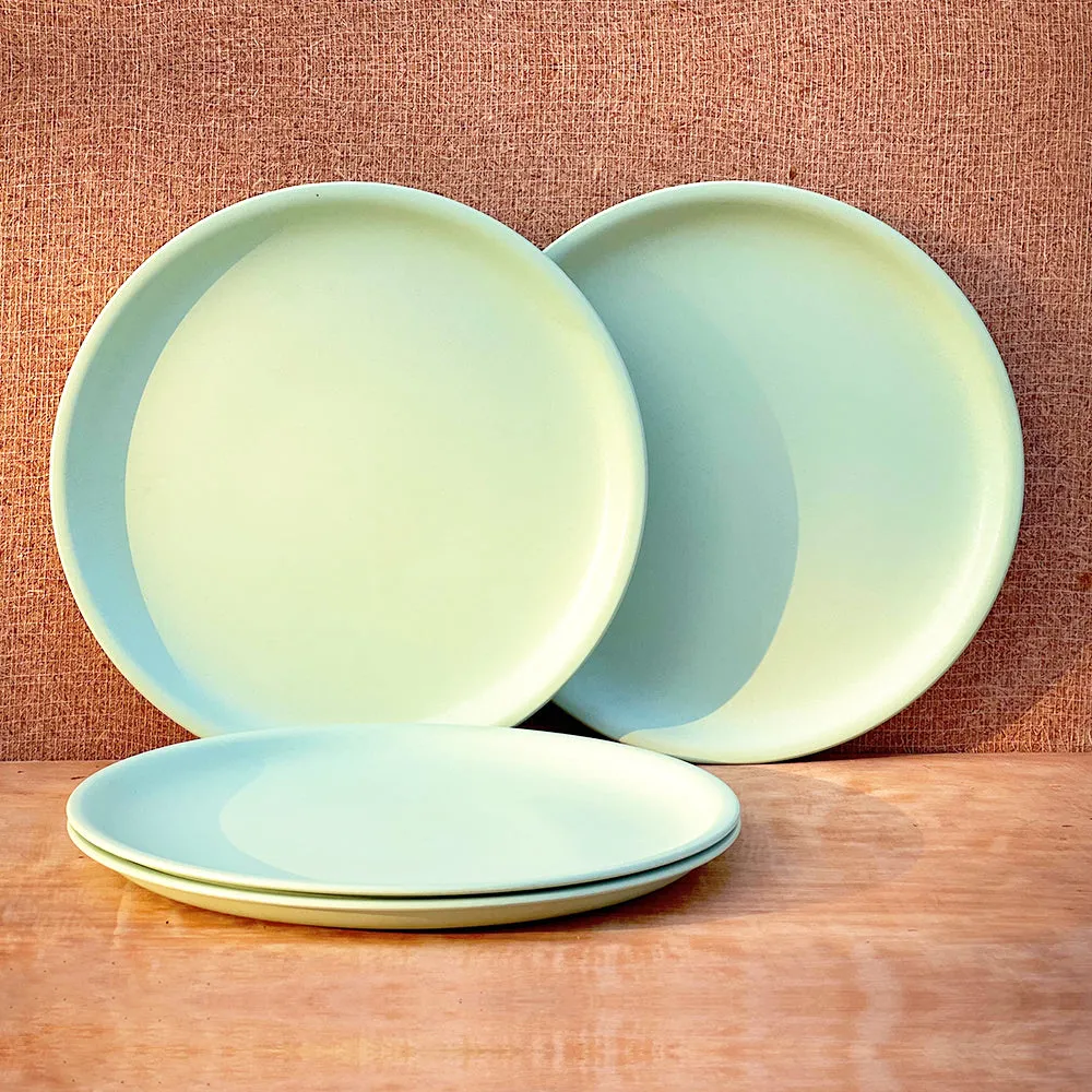 Nature's Bounty Organic Bamboo Plates For Dinner Set Of 4 Pearl Green