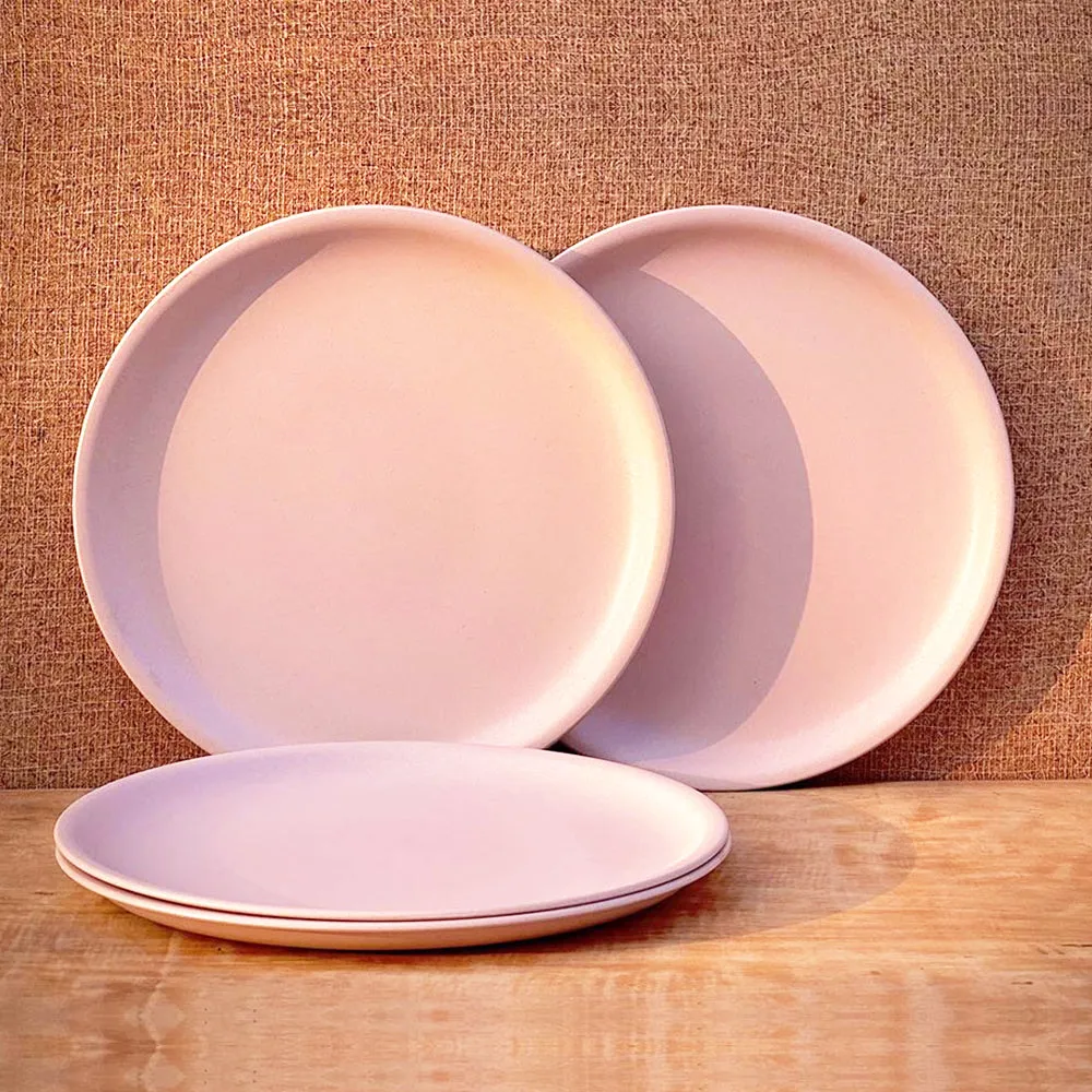 Nature's Bounty Organic Bamboo Plates For Dinner Set Of 4 Pearl Green