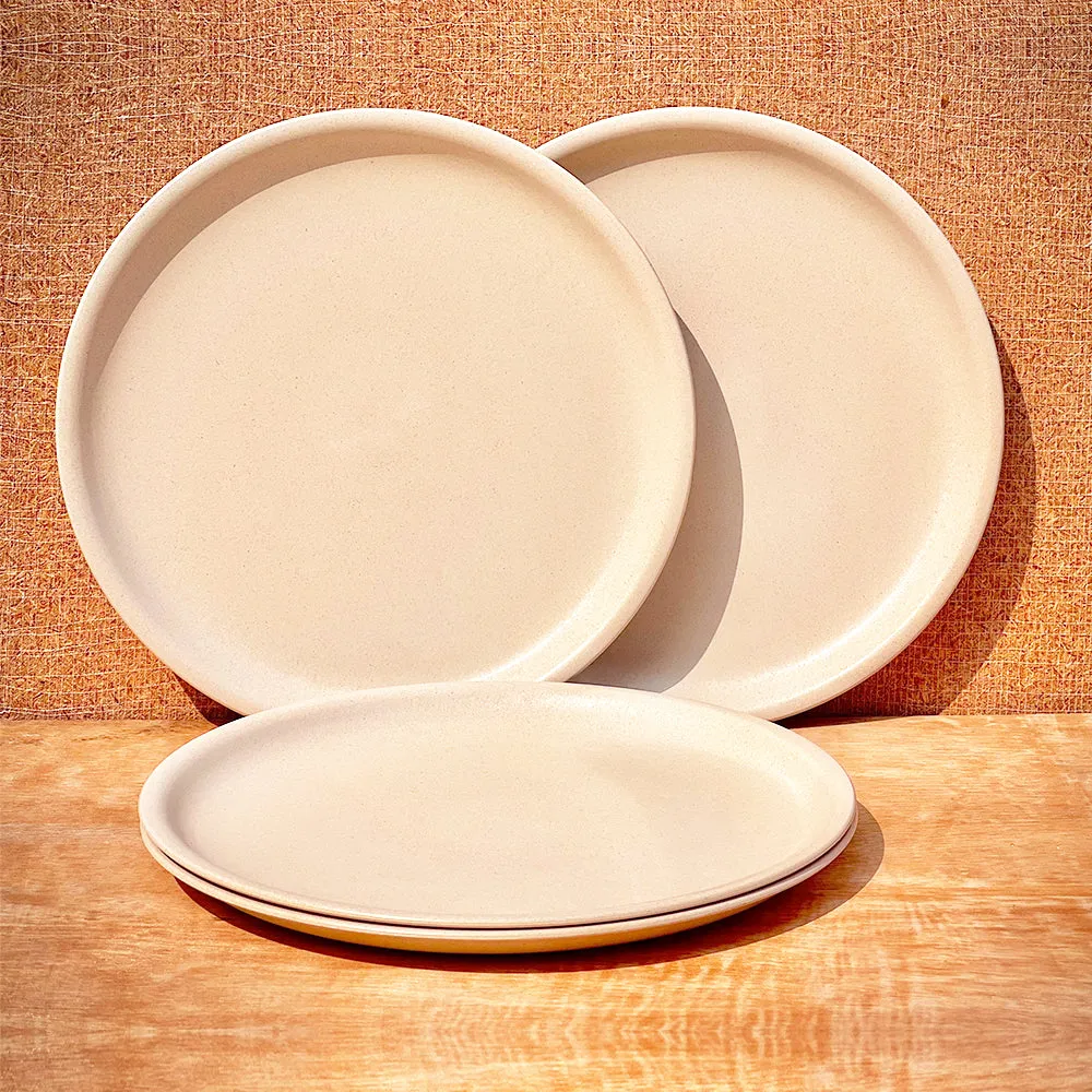 Nature's Bounty Organic Bamboo Plates For Dinner Set Of 4 Pearl Green