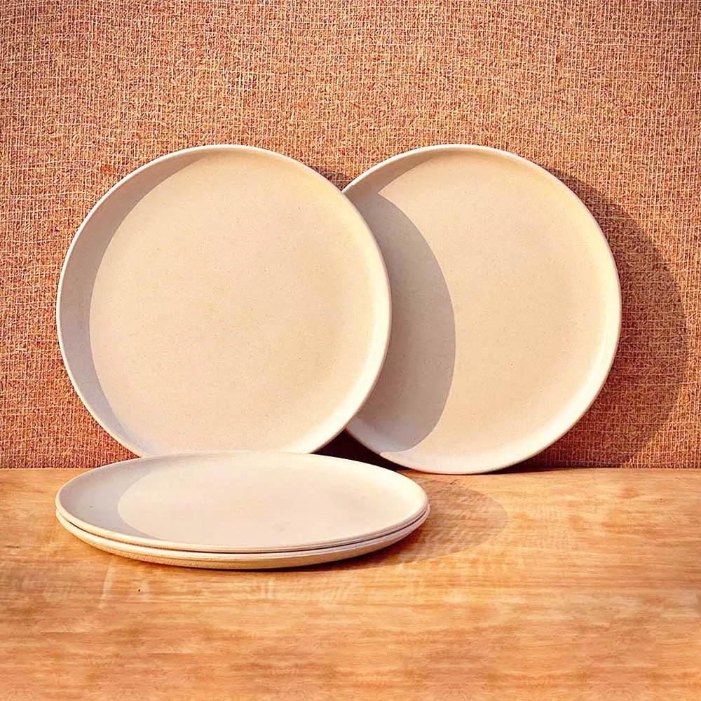 "Nature's Bounty Organic Bamboo Plates For Snack Set Of 4 " Chroma Pink