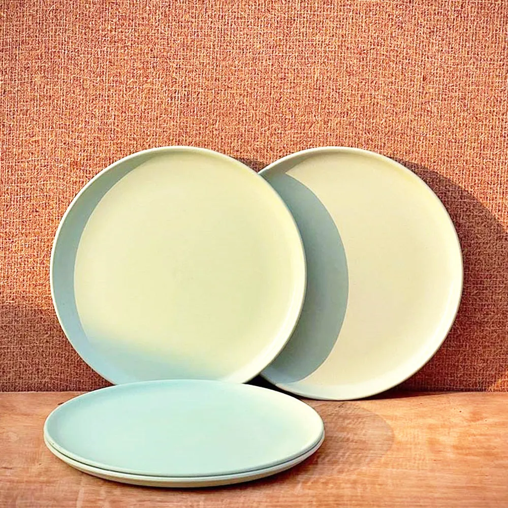 "Nature's Bounty Organic Bamboo Plates For Snack Set Of 4 " Chroma Pink