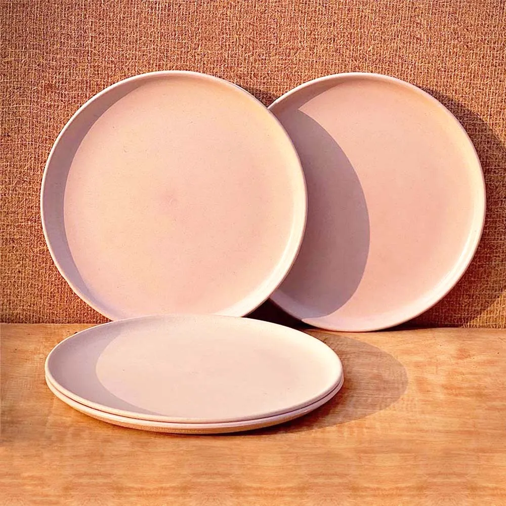 "Nature's Bounty Organic Bamboo Plates For Snack Set Of 4 " Chroma Pink