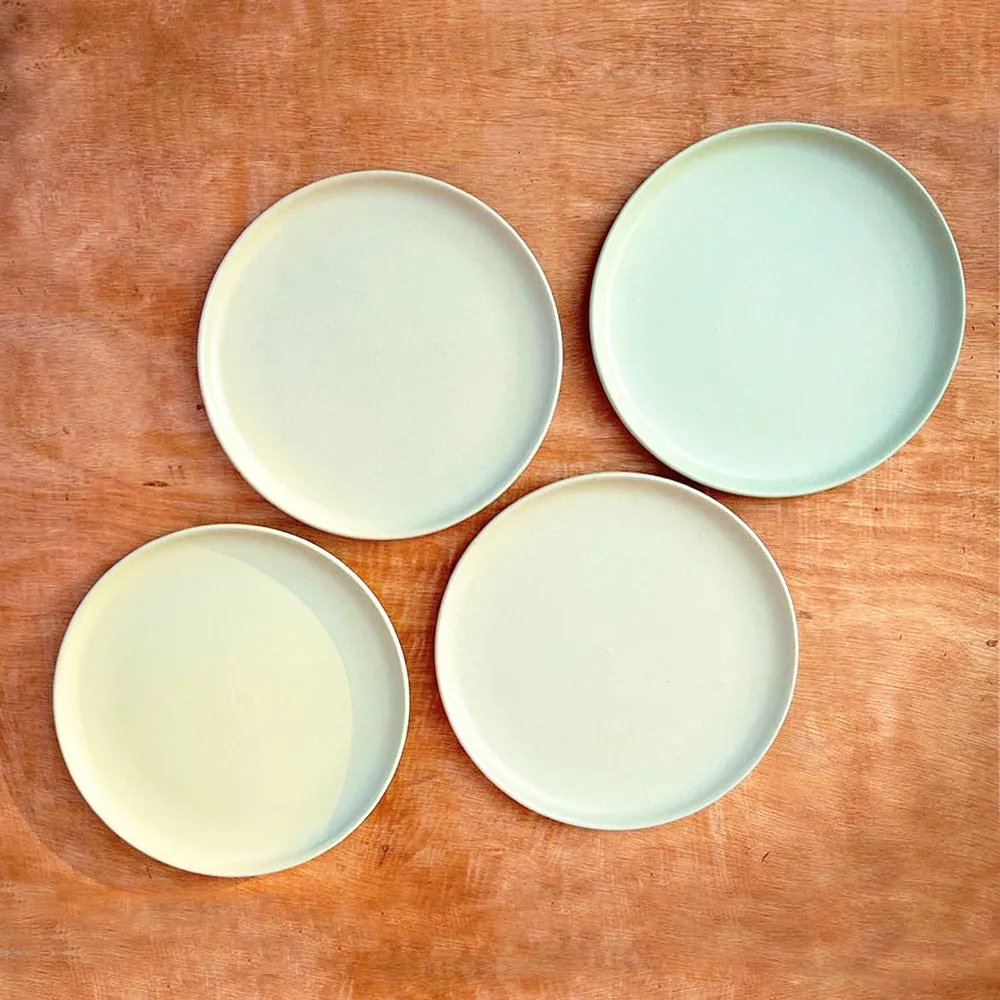 "Nature's Bounty Organic Bamboo Plates For Snack Set Of 4 " Chroma Pink