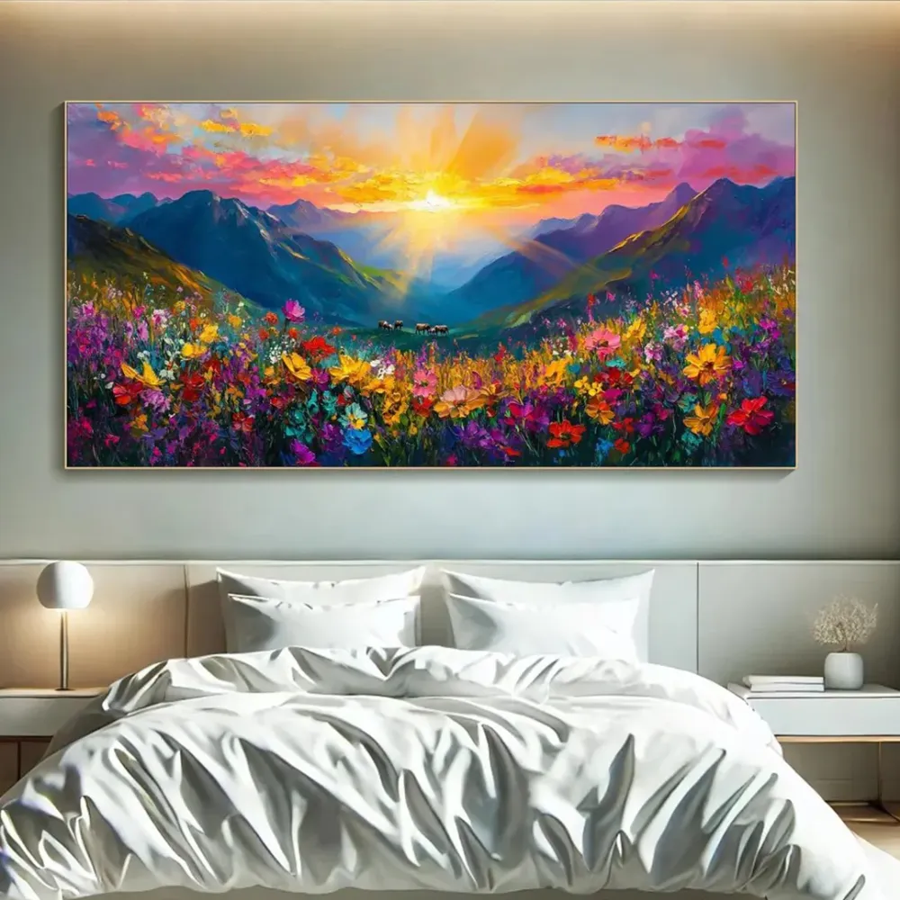 Nature's Embrace Panoramic Canvas Wall Painting With Frame