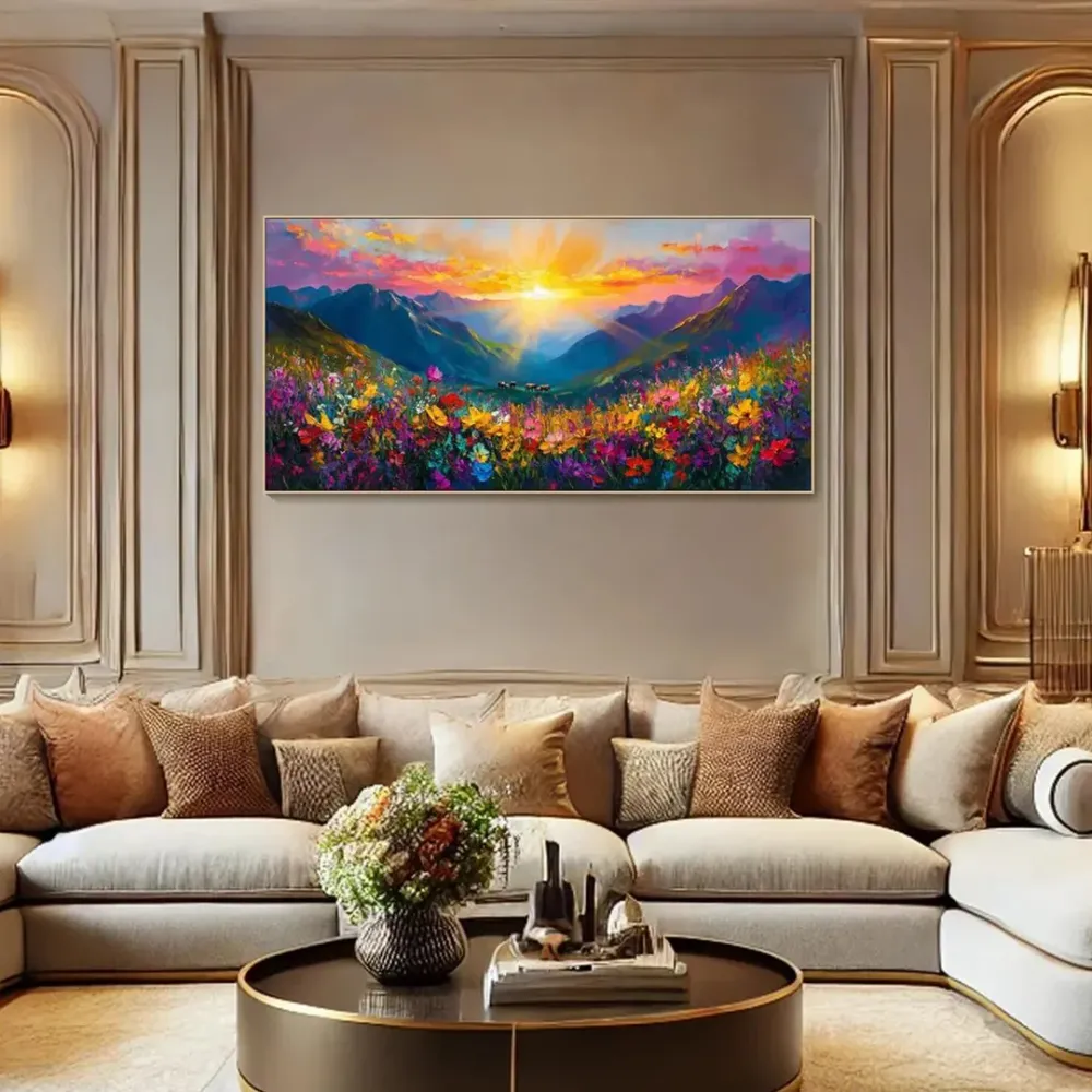 Nature's Embrace Panoramic Canvas Wall Painting With Frame