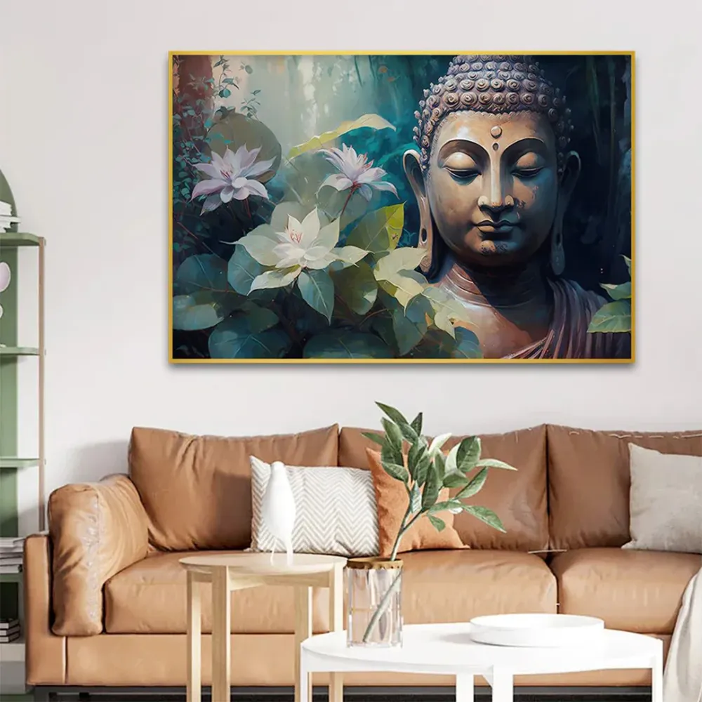 Nature’s Harmony Captured with Gautam Buddha Canvas Painting With Frame