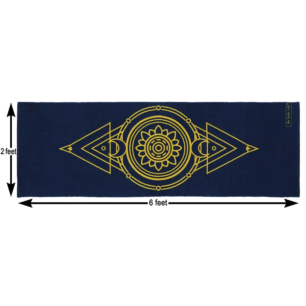 Navy Blue Cotton Weave Non-Slip Handmade Exercise Mat / Yoga Mat- 2x6 ft