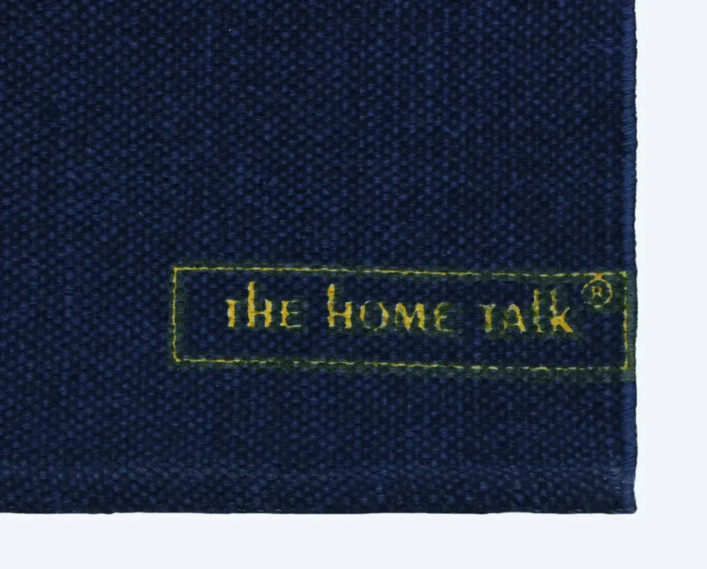 Navy Blue Cotton Weave Non-Slip Handmade Exercise Mat / Yoga Mat- 2x6 ft