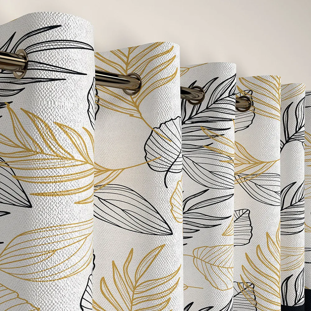 Navy Blue Floral Semi Designer Door Curtain Regular Single Piece (7ft)