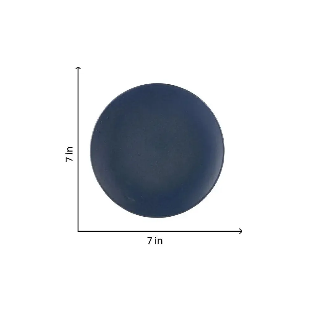 Navy Blue Handpainted Ceramic Quarter Plates Set Of 4
