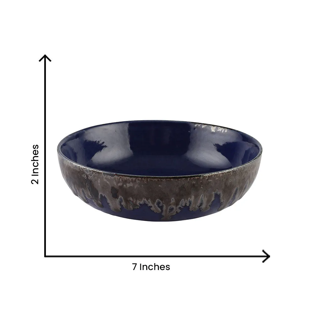 Navy Blue Large Ceramic Stoneware Bowl Set Of 2