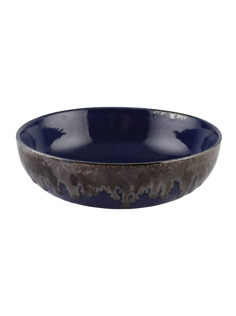 Navy Blue Large Ceramic Stoneware Bowl Set Of 2