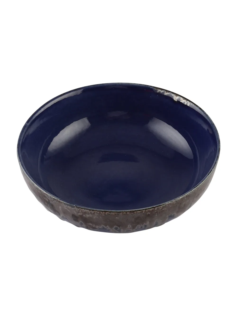 Navy Blue Large Ceramic Stoneware Bowl Set Of 2