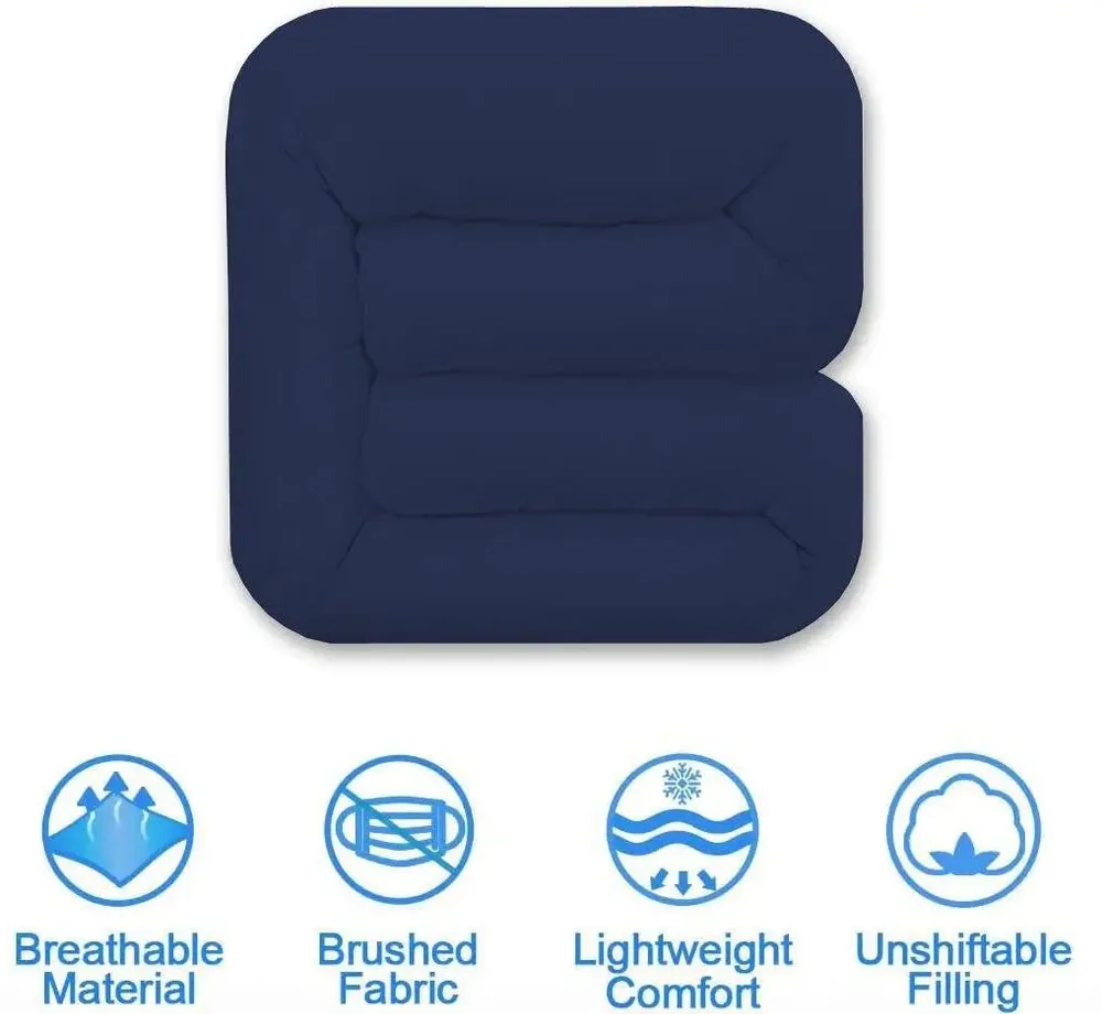 Navy Blue Loosely Quilted Double Bed Comforter