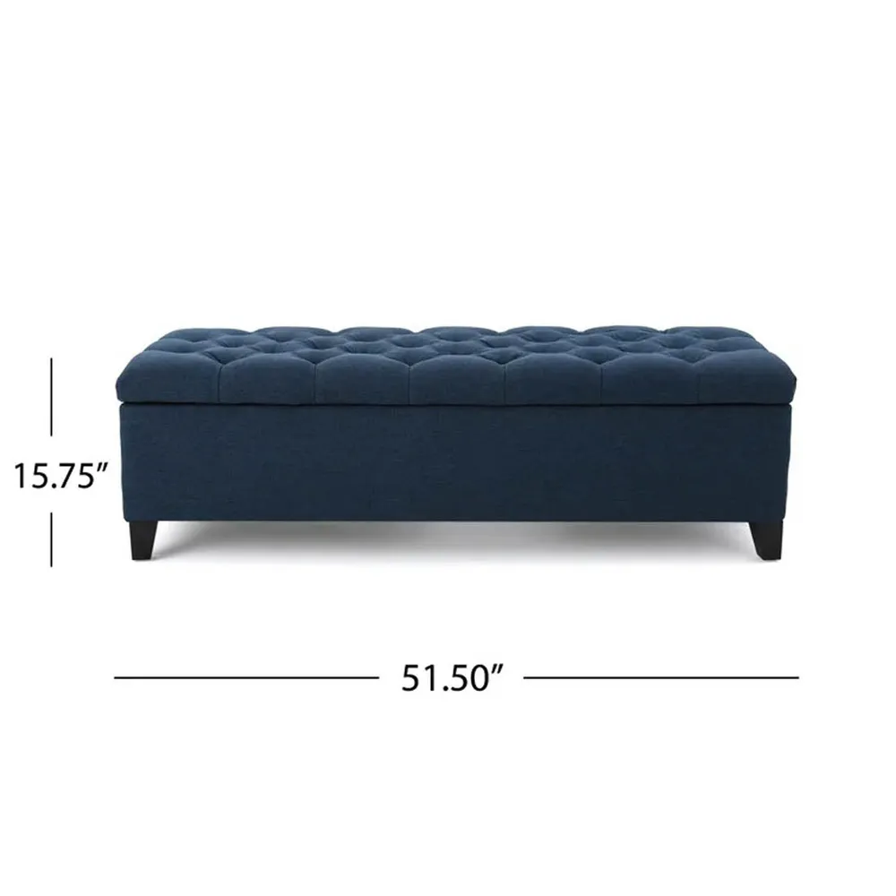 Navy Blue Resilient & Super Soft Luxurious Tufted Velvet Flip Top Storage Bench