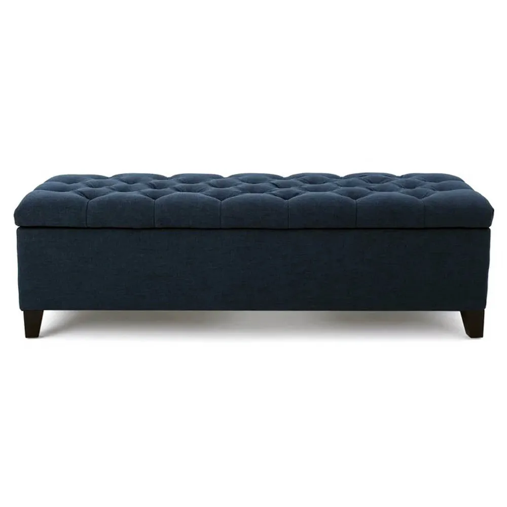 Navy Blue Resilient & Super Soft Luxurious Tufted Velvet Flip Top Storage Bench