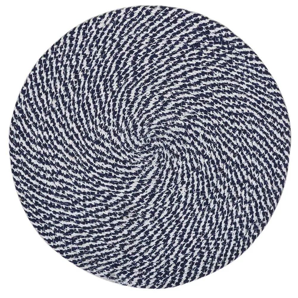 Navy Soft Cotton Round Placemat Set Of 2